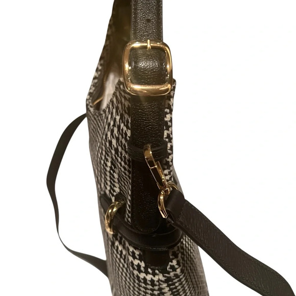 NWOT Talbots Black and Whitete Houndstooth Purse with gold Accents - Picture 4 of 9